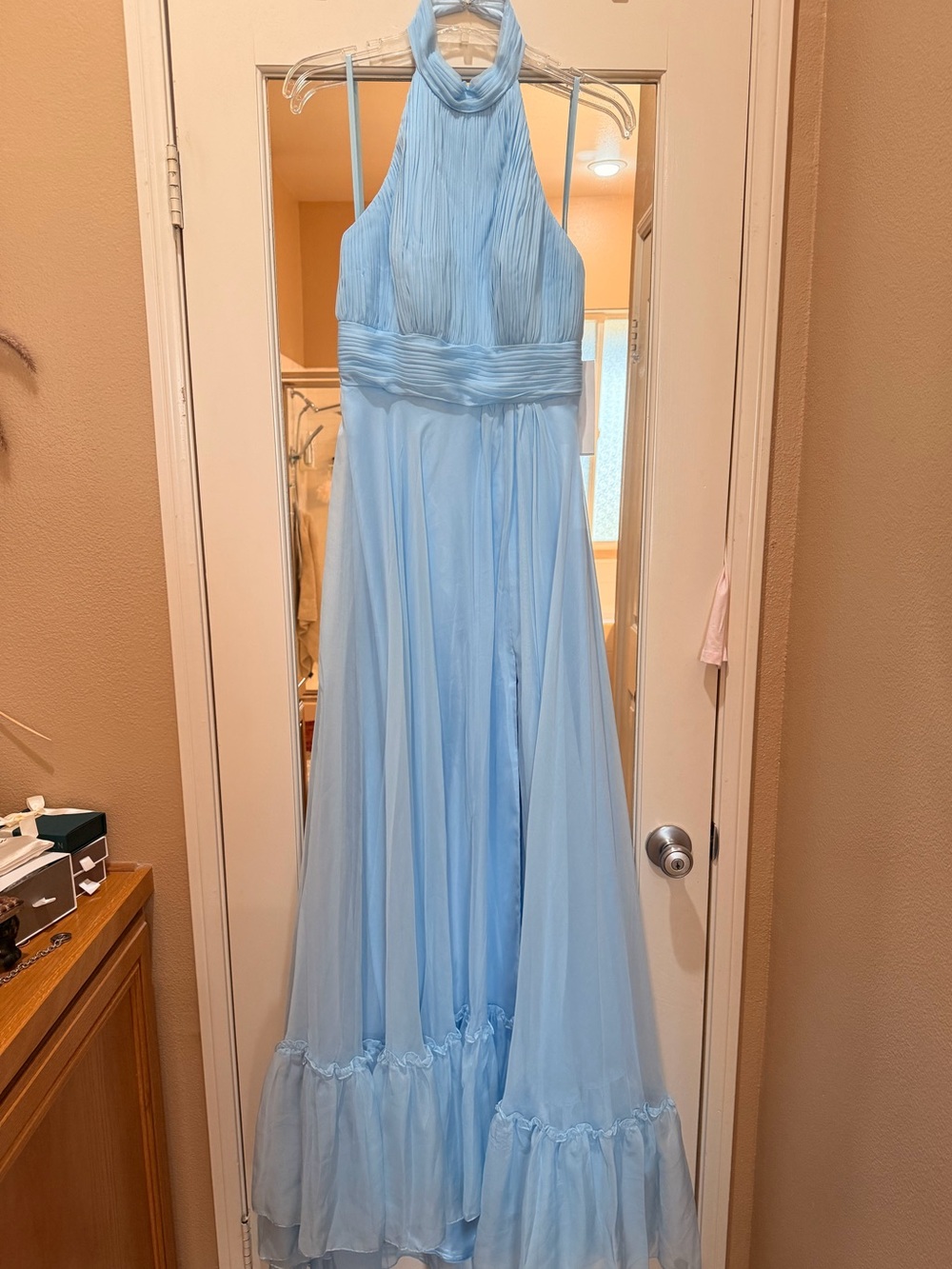 Light Blue Halter Evening Dress